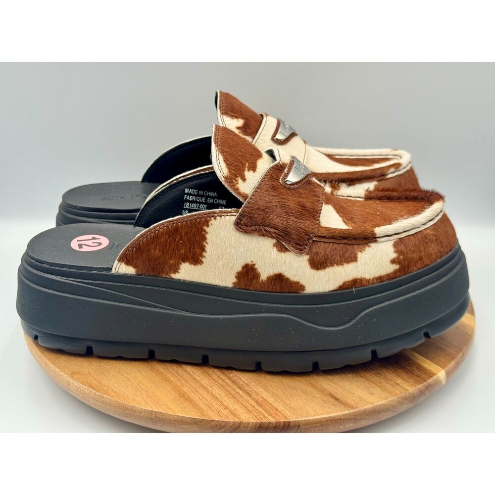 NIKE AIR JORDAN Mule SE 'Cow Print' Real Fur Women's Size 12 IB1497-001 NEW!